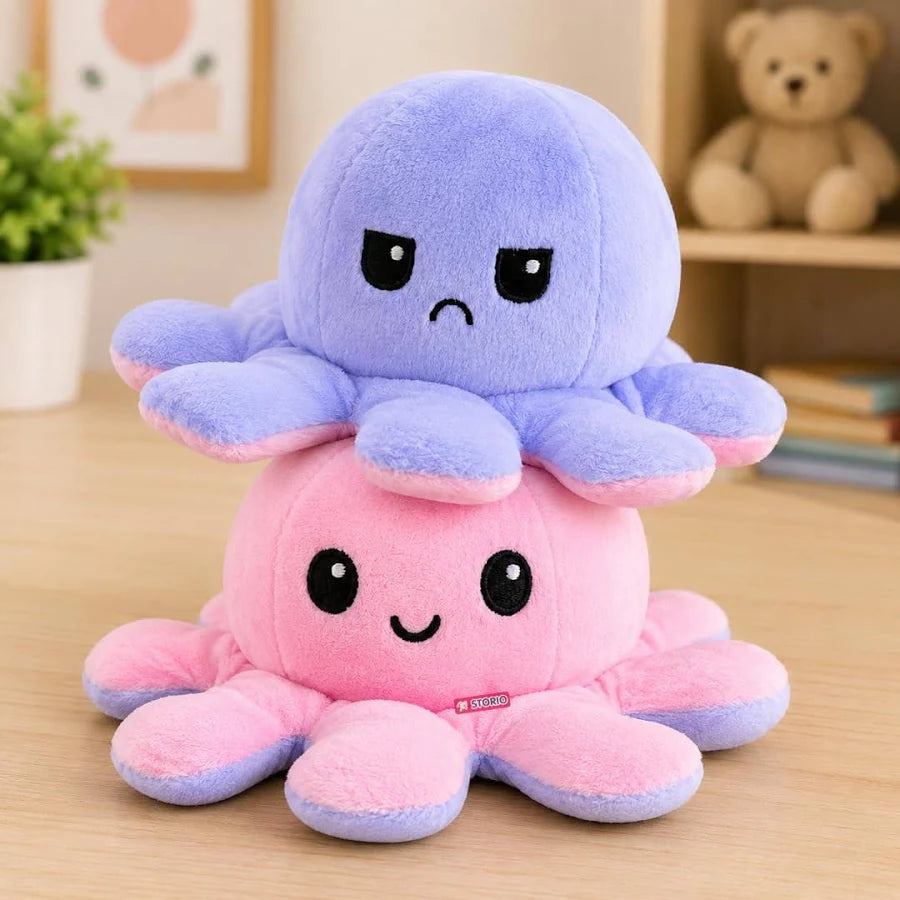 Storio Toy Octopus Plushie Reversible Soft Toys for Kids | Plush Soft Toys for Baby Boys and Girls| Best Gift | Octopus Soft Toy for Kids (Multicolor)