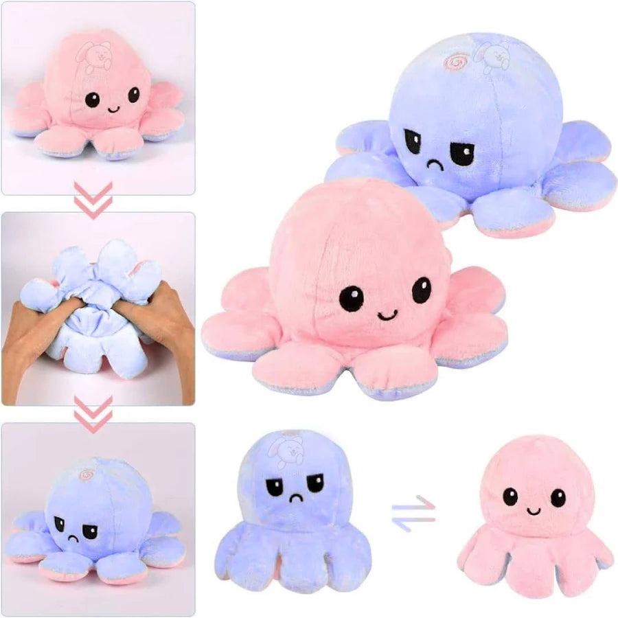Storio Toy Octopus Plushie Reversible Soft Toys for Kids | Plush Soft Toys for Baby Boys and Girls| Best Gift | Octopus Soft Toy for Kids (Multicolor)